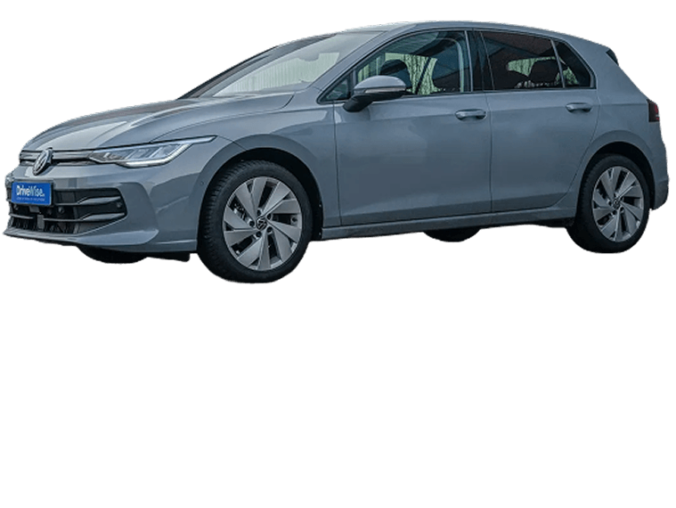 Grijze hatchback auto zijkant aanzicht